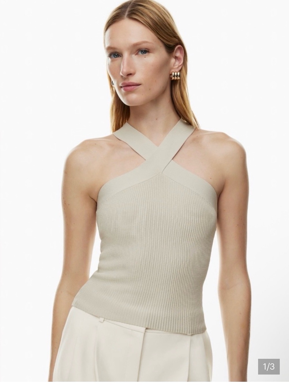 Aritzia babaton sculpt knit cross cross tank top